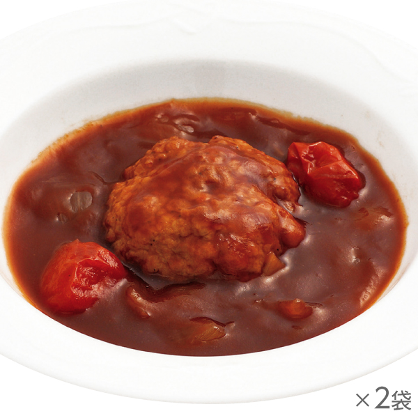 <!--越後もちぶたのハンバーグトマト煮込み 2袋* -->