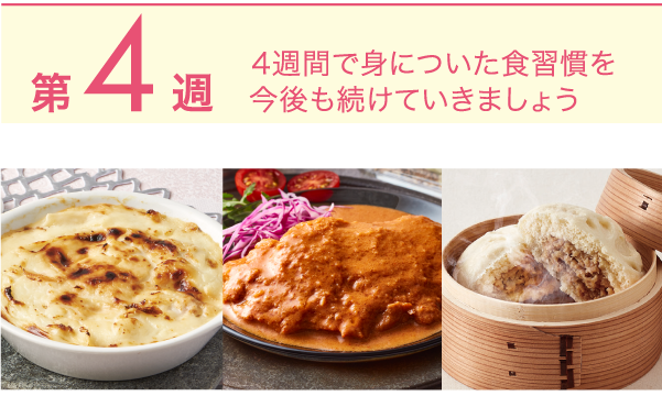 第4週 4週間で身に付いた食習慣を今後も続けていきましょう