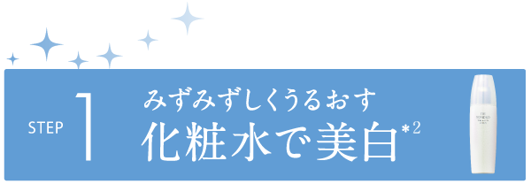 STEP1 みずみずしくうるおす化粧水で美白!