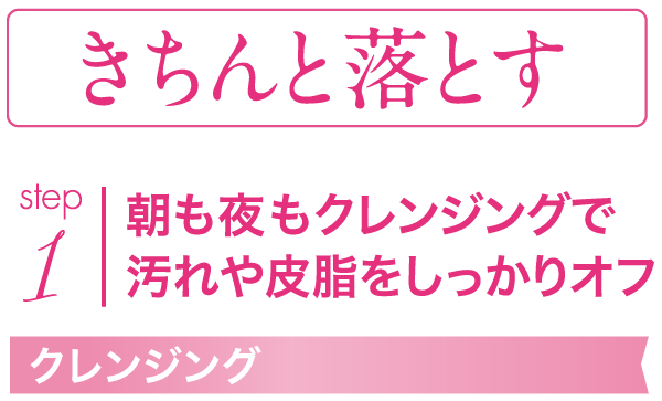 朝も夜もクレンジングで汚れや皮脂をしっかりオフ