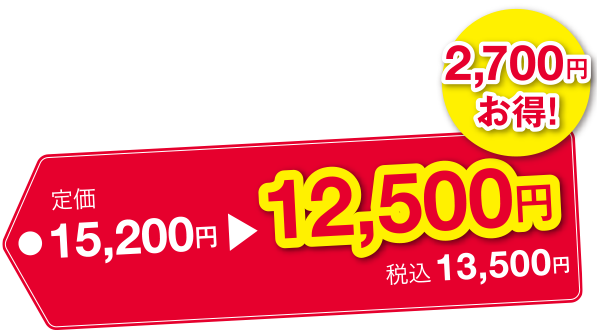 2,700円お得! 12,500円 税込13,500円