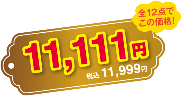 全12点でこの価格! 11,111円 税込11,999円