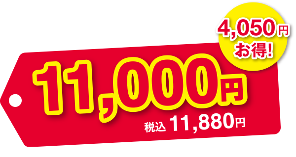 4,050円お得! 11,000円 税込11,880円