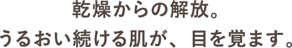 乾燥からの解放。うるおい続ける肌が、目を覚ます。