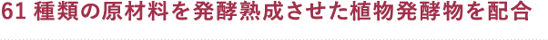 61種類の原材料を発酵熟成させた植物発酵物を配合